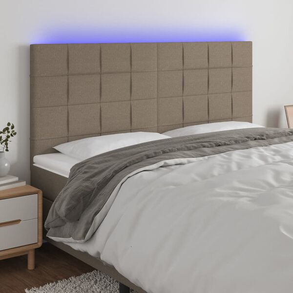 vidaXL T&ecirc;te de lit &agrave; LED Taupe 200x5x118/128 cm Tissu