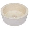 vidaXL Lavabo Crème Ø40x15 cm Marbre