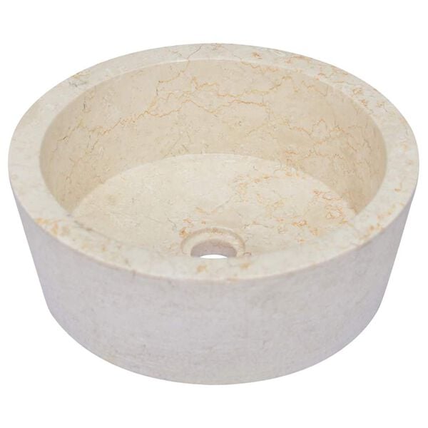 vidaXL Lavabo Crème Ø40x15 cm Marbre