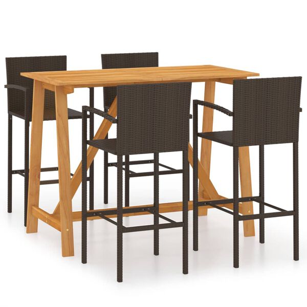 vidaXL Ensemble de bar de jardin 5 pcs Marron