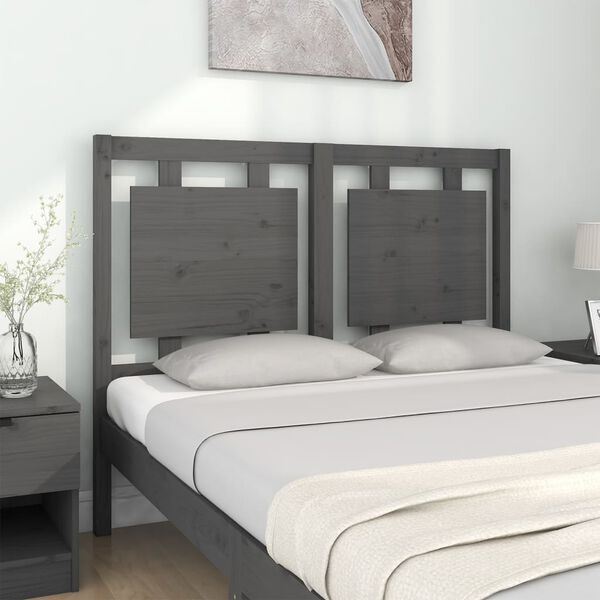 vidaXL T&ecirc;te de lit Gris 125,5x4x100 cm Bois massif de pin