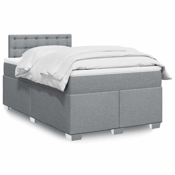 vidaXL Sommier &agrave; lattes de lit et matelas gris clair 120x190 cm tissu