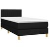 vidaXL Sommier &agrave; lattes de lit avec matelas et LED Noir 90x200cm Tissu