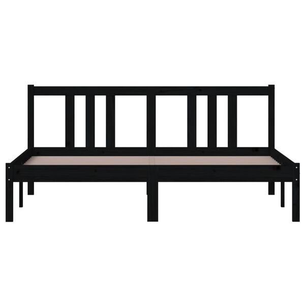vidaXL Cadre de lit sans matelas noir bois massif 150x200 cm