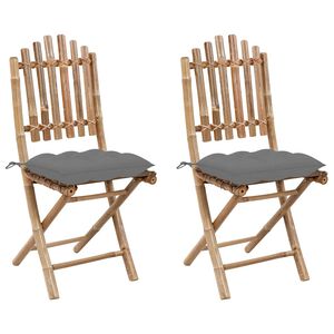 vidaXL Chaises pliantes (lot de 2) avec coussins en bambou