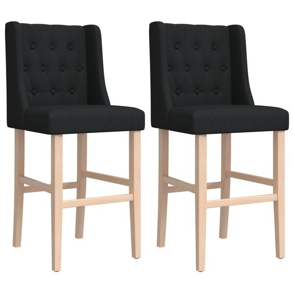 vidaXL Chaises de bar lot de 2 bois massif d'h&eacute;v&eacute;a et tissu