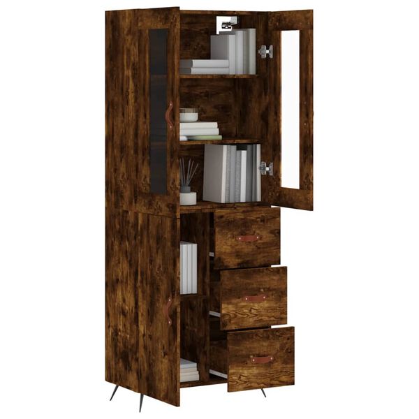 vidaXL Buffet haut Ch&ecirc;ne fum&eacute; 69,5x34x180 cm Bois d'ing&eacute;nierie