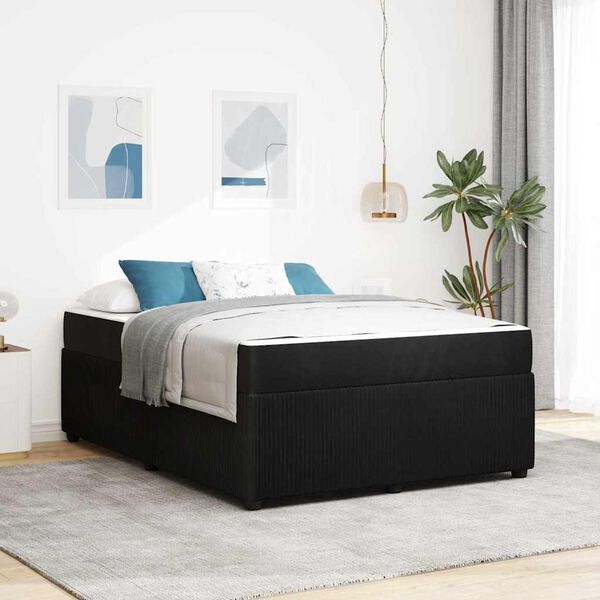 vidaXL Cadre de lit avec matelas Noir 140 x 200 cm tissu