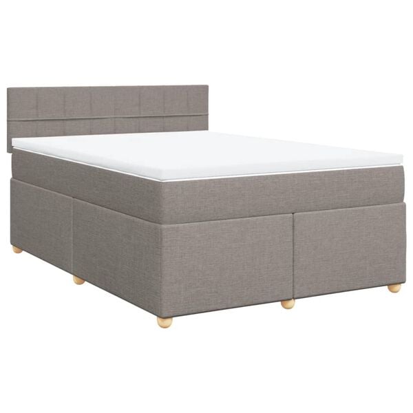 vidaXL Sommier &agrave; lattes de lit avec matelas Taupe 160x200 cm Tissu