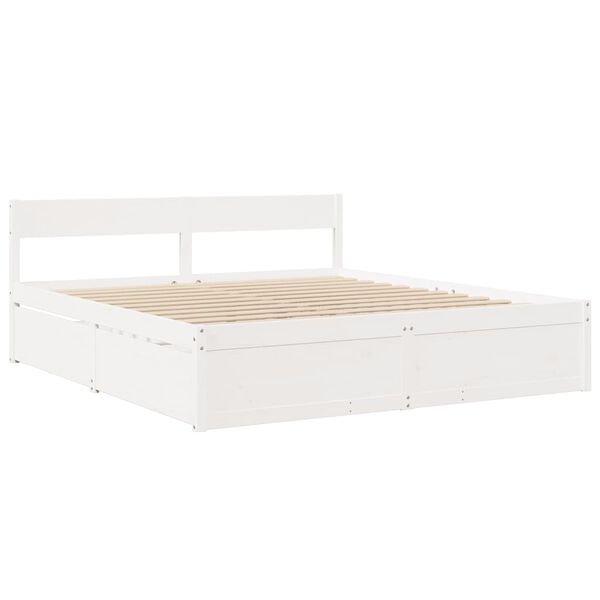 vidaXL Cadre de lit sans matelas blanc 200x200 cm bois massif de pin