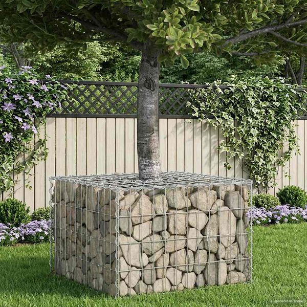 vidaXL Lit sur&eacute;lev&eacute; gabion Argent&eacute; 60 x 60 x 40 cm Acier galvanis&eacute;