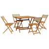 vidaXL Ensemble &agrave; manger de jardin 5pcs beige polypropyl&egrave;ne et bois