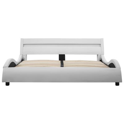 vidaXL Cadre de lit avec LED Blanc Similicuir 120 x 200 cm