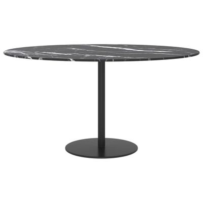 vidaXL Dessus de table noir Ø80x1 cm verre trempé avec design marbre