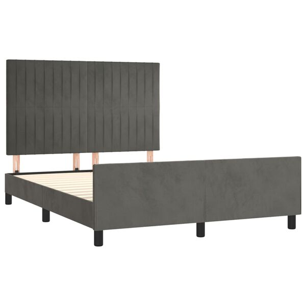 vidaXL Cadre de lit sans matelas gris fonc&eacute; 140x190 cm velours