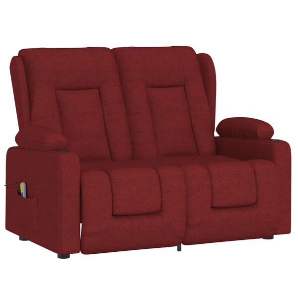 vidaXL Fauteuil de massage inclinable 2 places porte-gobelets bordeaux