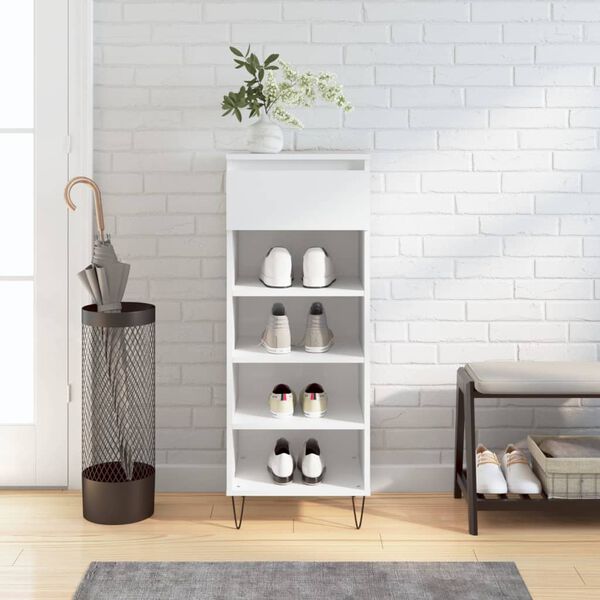 vidaXL Armoire à chaussures Blanc brillant 40x36x105cm Bois ingénierie