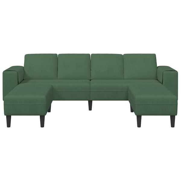 vidaXL Sofa en tissu avec coussin Vert foncé Tissu en velours côtelé