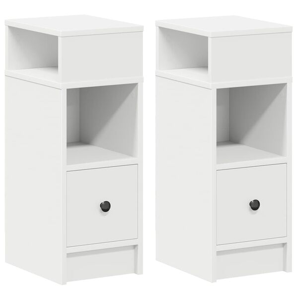 vidaXL Tables de chevet 2 pcs avec tiroir blanc 25x31x66 cm