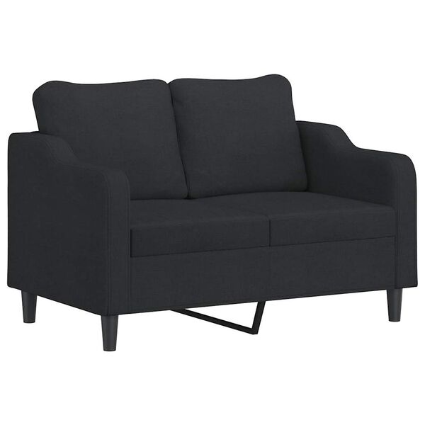 vidaXL Ensemble de canapés 3 pcs avec coussins Noir Tissu