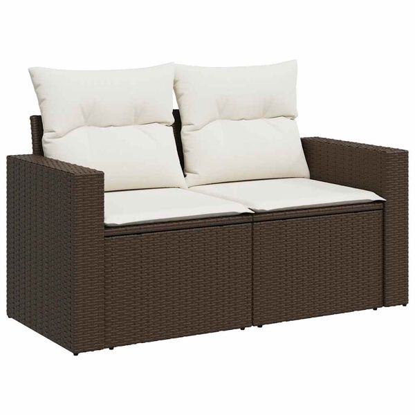 vidaXL Salon de jardin avec coussins 7 pcs marron r&eacute;sine tress&eacute;e