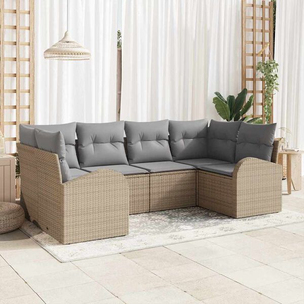 vidaXL Ensemble de canapé de jardin 6 pcs Beige et Gris clair