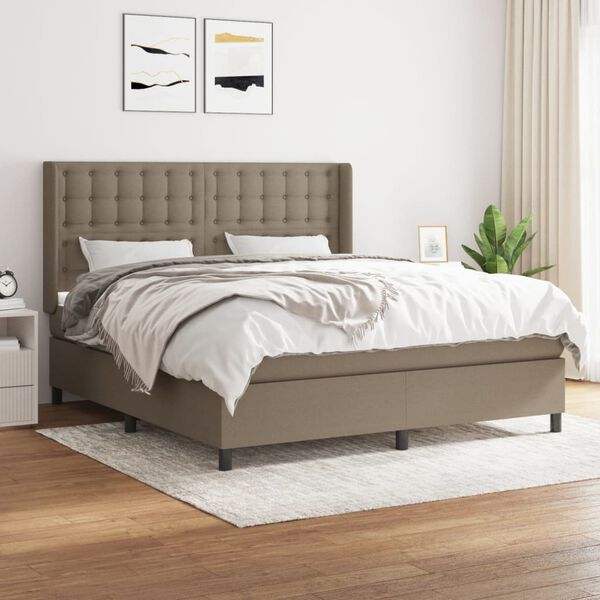 vidaXL Sommier &agrave; lattes de lit avec matelas Taupe 180x200 cm Tissu