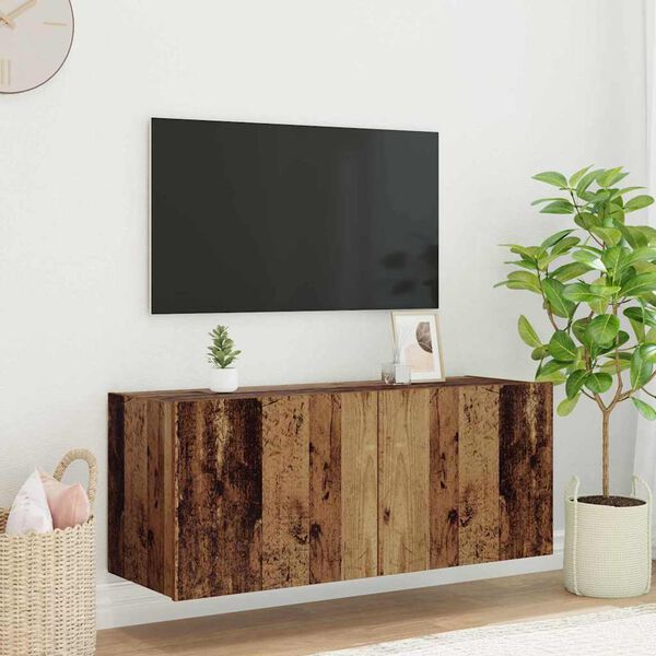 vidaXL Meuble TV mural Bois Ancien 100 x 35 x 41 cm Bois d'ing&eacute;nierie