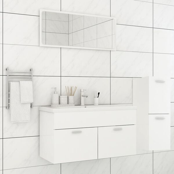 vidaXL Ensemble de meubles de salle de bain Blanc Bois d'ing&eacute;nierie