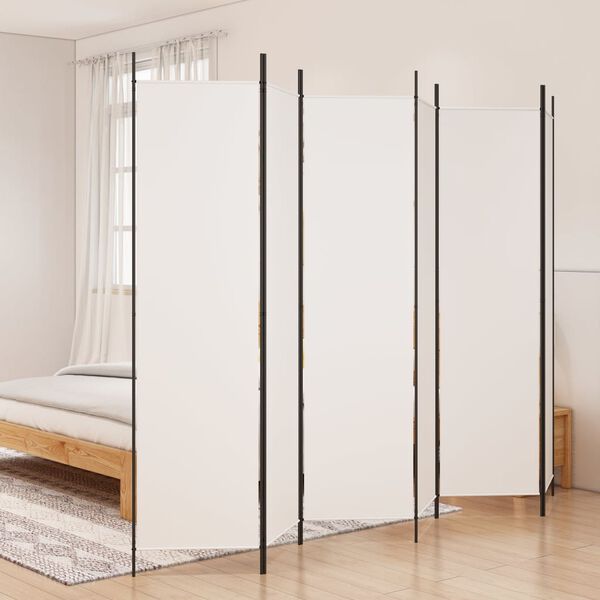 vidaXL Cloison de s&eacute;paration 6 panneaux Blanc 300x200 cm Tissu