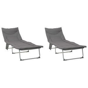 vidaXL Transat pliant avec coussin 2 pc Anthracite