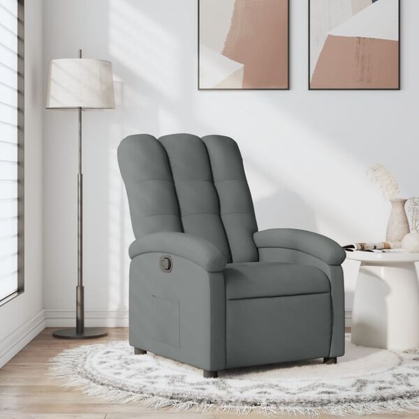 vidaXL Fauteuil inclinable en tissu gris foncé