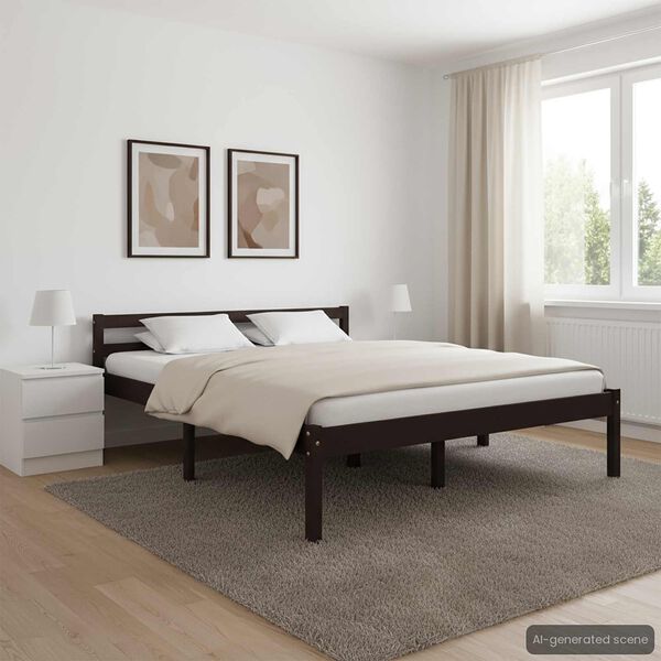 vidaXL Cadre de lit sans matelas marron foncé pin massif 120x200 cm