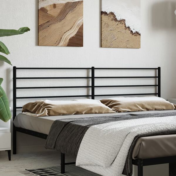 vidaXL T&ecirc;te de lit de remplacement m&eacute;tal noir 200 cm