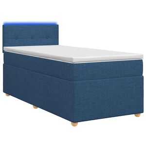 vidaXL Lit boxspring avec matelas Bleu 90 x 190 cm Tissu