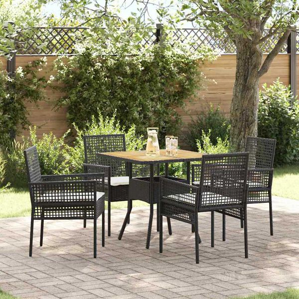 vidaXL Ensemble de salle à manger pour jardin 5 pcs Noir polyrotin