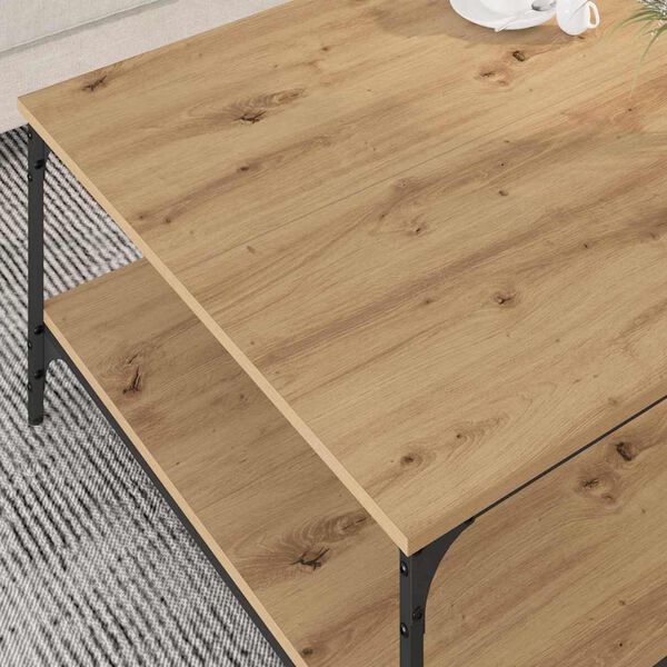 vidaXL Table basse ch&ecirc;ne artisanal 80 x 80 x 40 cm Bois d'ing&eacute;nierie