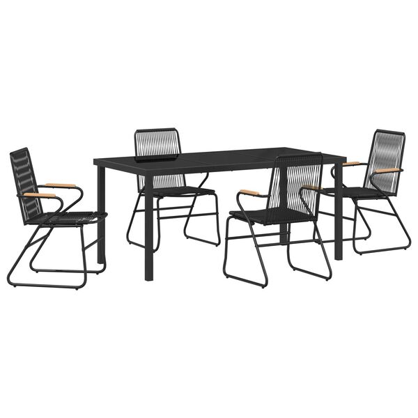 vidaXL Ensemble de salle à manger pour jardin 5 pcs Noir