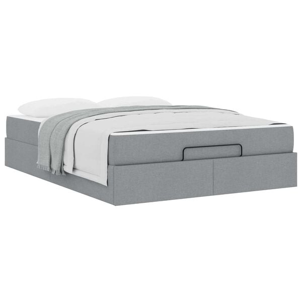 vidaXL Cadre de lit avec matelas avec matelas 2 pcs Gris clair tissu