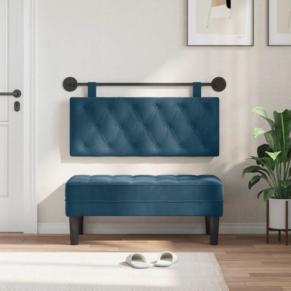 vidaXL T&ecirc;te de lit suspendue Bleu 110 x 55 x 7 cm Velours