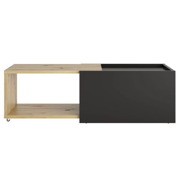FMD Table basse extensible Ch&ecirc;ne artisanal et noir
