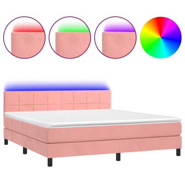 vidaXL Sommier &agrave; lattes de lit avec matelas et LED Rose 180x200 cm