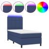vidaXL Sommier &agrave; lattes de lit avec matelas et LED Bleu 90x190cm Tissu