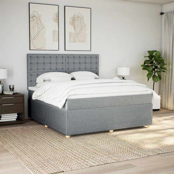 vidaXL Sommier &agrave; lattes de lit avec matelas Gris clair 180x200cm Tissu