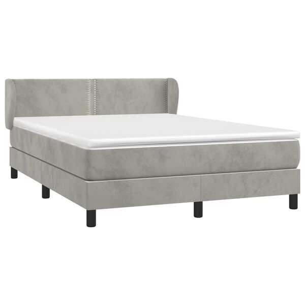 vidaXL Sommier &agrave; lattes de lit et matelas Gris clair 140x190cm Velours