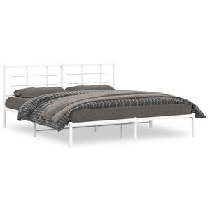 vidaXL Cadre de lit m&eacute;tal sans matelas et t&ecirc;te de lit blanc 183x213 cm