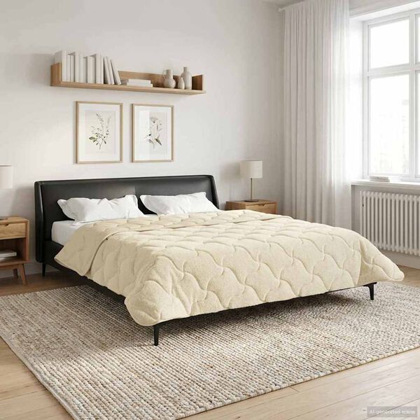 vidaXL Duvet d'hiver Cr&egrave;me 220 x 240 cm Microfibre et polaire Teddy