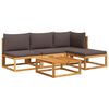 vidaXL Ensemble de canap&eacute;s de jardin 5 pi&egrave;ces avec coussins en bois d'acacia et rotin