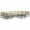 vidaXL Salon de jardin 8 pcs avec coussins anthracite r&eacute;sine tress&eacute;e