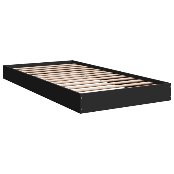 vidaXL Cadre de lit sans matelas noir 90x190 cm bois ing&eacute;nierie